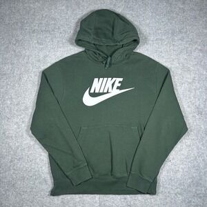 Nike pullover Hoodie Mens Small Green Big graphic logo sports fleece sweatshirt